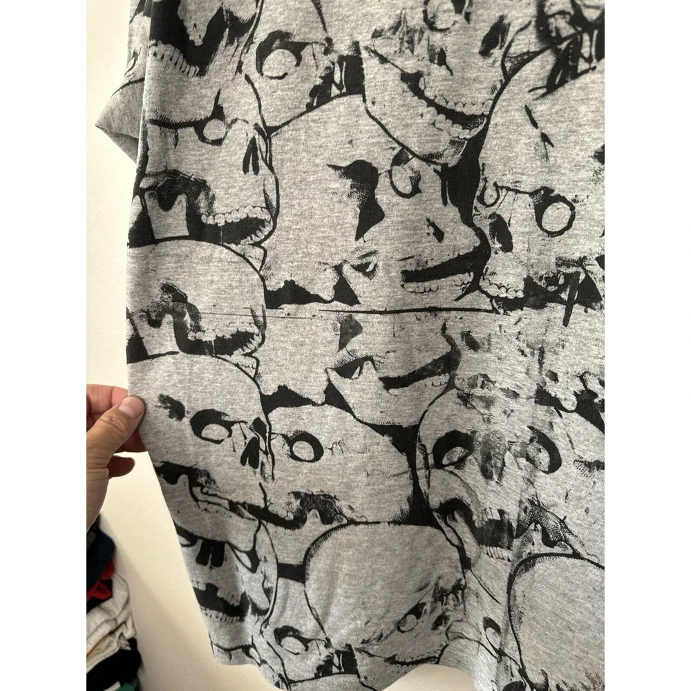 Vintage Nike Skull All Over Print AOP T Shirt Y2K XL Grey